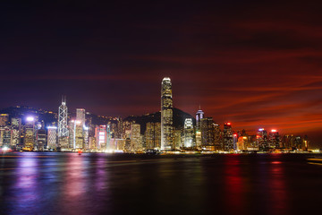 Fototapeta na wymiar Hong Kong Skyline Kowloon from Fei Ngo Shan hill sunset
