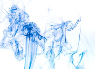 Blue smoke on white background
