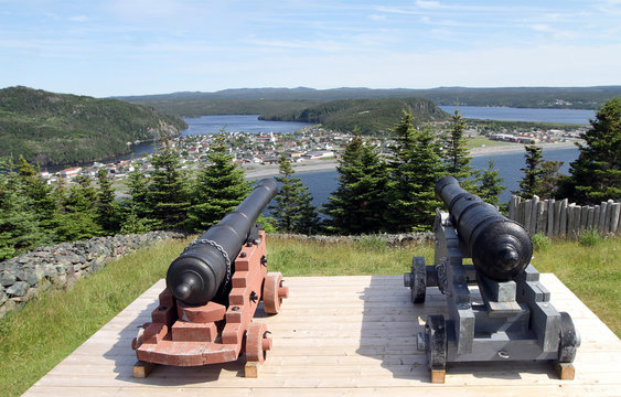 cannons on Castle Hill overlooking Placentia, Newfoundland, Canada