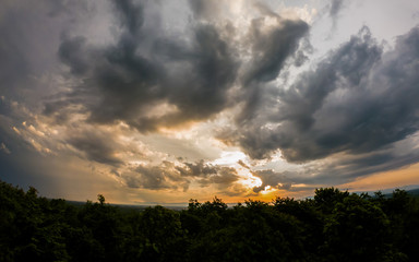 colorful dramatic sky with cloud at sunset.