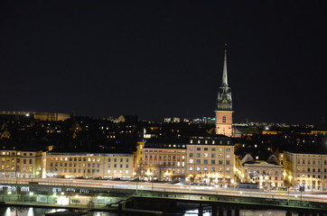 Fototapeta na wymiar Panorámica nocturna, Estocolmo