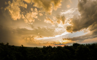 colorful dramatic sky with cloud at sunset.