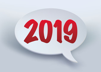 Carte de vœux 2019 amusante, sous forme de bulle de bande dessinée pour présenter ses meilleurs vœux