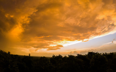 colorful dramatic sky with cloud at sunset.