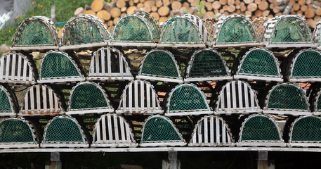 lstacked obster traps, Newfoundland, Canada