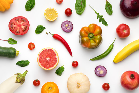 Naklejki Wallpaper abstract composition of fruits and vegetables