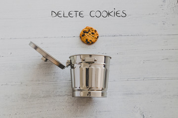 cookie going into a trash can with Delete text