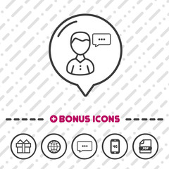 Man Chat speech bubble Icon thin line Bonus Icons. Eps10 Vector.