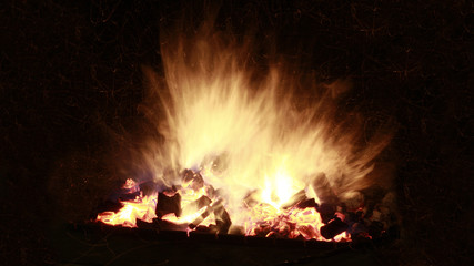 fire in fireplace