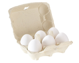 Paper egg container isolated on white background