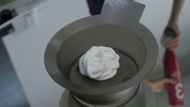 process of mixing of components for reception without an aldehyde paint in a beauty salon. slow motion