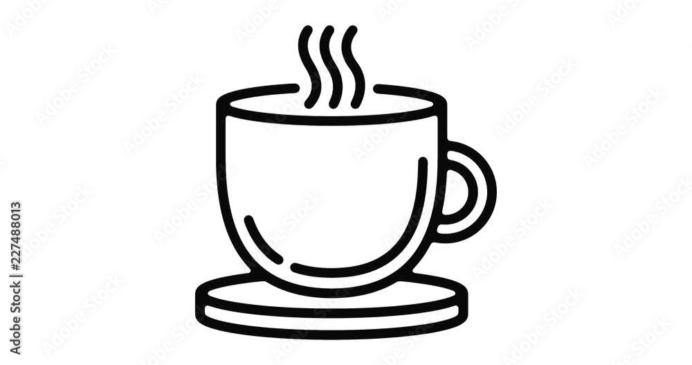 Poster coffee line icon motion graphic animation with alpha channel.