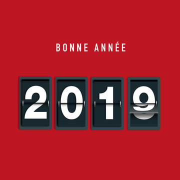 Carte de vœux 2019 avec un compte à rebours pour souhaiter la bonne année