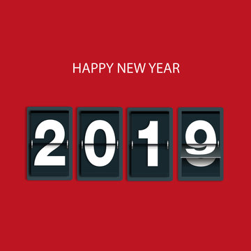 Carte de vœux 2019 avec les chiffres d’un compte à rebours, pour souhaiter une bonne et heureuse année.