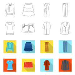 Vector design of woman and clothing icon. Collection of woman and wear vector icon for stock.