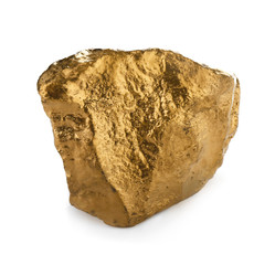 Gold nugget on white background