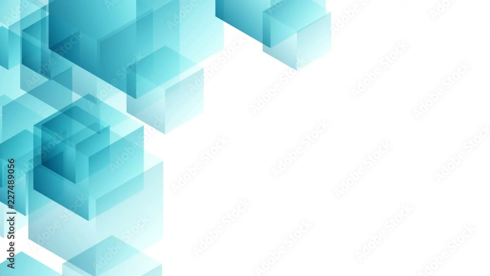 Poster abstract transparent 3d isometric virtual cube box moving pattern illustration blue color on white b