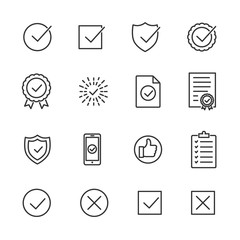 Vector image set of approve line icons.