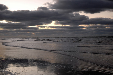 sunset over sea at the island of Ameland