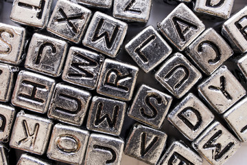 background metal cubes with English letters