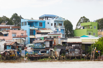 Fototapeta na wymiar Mekong Delta Houses in Vietnam