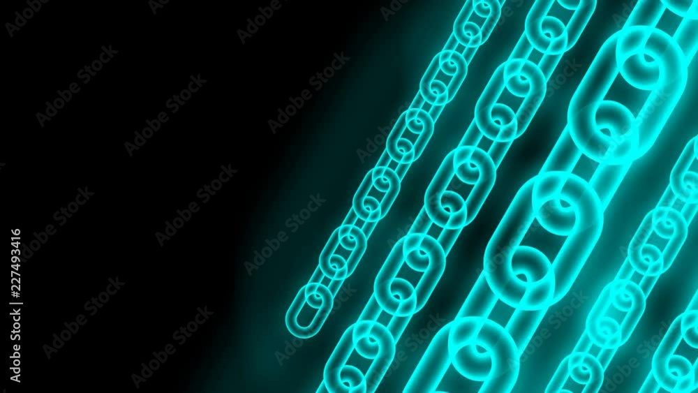 Poster abstract moving chain transparency pattern blue gradient color illustration, blockchain cryptocurren