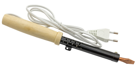 Electric soldering iron isolated on white