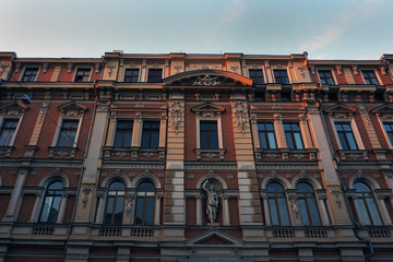 The old building during red sunset. Europe