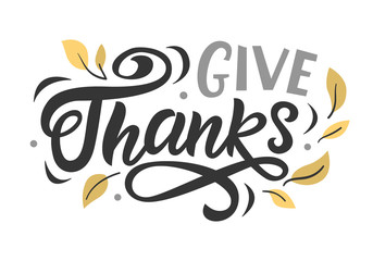 Fototapeta na wymiar Thanksgiving Day lettering. Hand drawn vector typographic design
