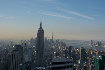 Fototapeta na wymiar New York City skyline at dusk in fading light