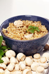 risotto with mushrooms, fresh herbs and parmesan cheese