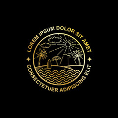 Fototapeta premium tropical island line art design