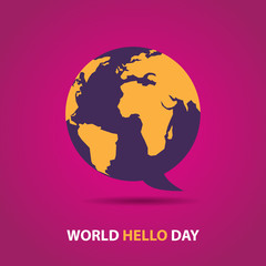 world hello day creative poster with earth and cloud