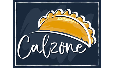 Calzone - italian folded pizza with mozzarella and salami - vector
