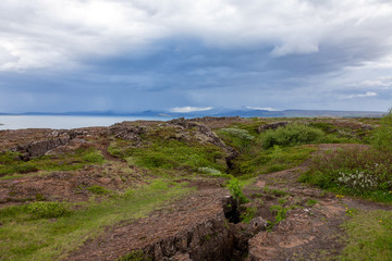 Thingvellir National Park Iceland. Thingvellir National Park separates Europe and America..