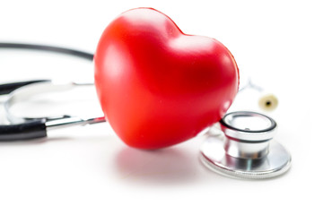 Red heart with stethoscope : healthy strong medical concept 