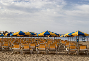 umbrellas and chairs on beach