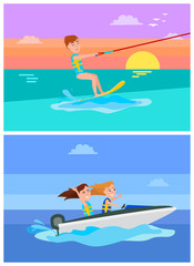 Obraz na płótnie Canvas Aqua Sport Summer Collection Vector Illustration