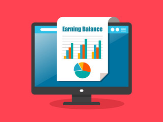 financial statements displayed in paper documents from a desktop computer screen