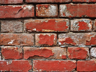 close-up wall of red brick