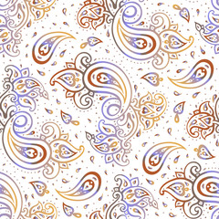 Seamless Paisley vintage background. Elegant Hand Drawn vector pattern.