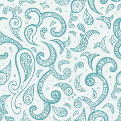 Seamless Paisley vintage background. Elegant Hand Drawn vector pattern.