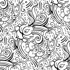 Seamless Paisley vintage background. Elegant Hand Drawn vector pattern.