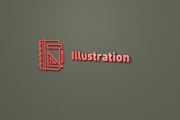 Illustration of Illustration with red text on grey background