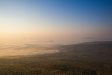 Misty morning in Central Bohemian Uplands, Czech Republic.