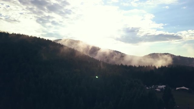 Panning Aerial Shot Revealing a Beautiful Romanian Mountain Ridge