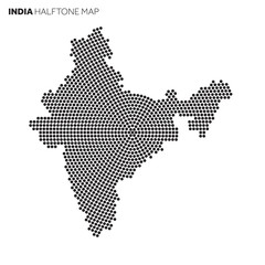 Fototapeta na wymiar India country map made from radial halftone pattern