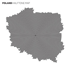 Poland country map made from radial halftone pattern