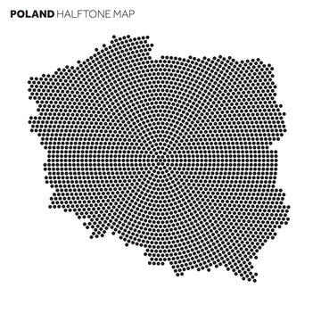 Fototapeta Poland country map made from radial halftone pattern