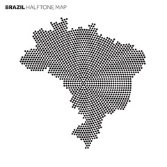 Fototapeta premium Brazil country map made from radial halftone pattern